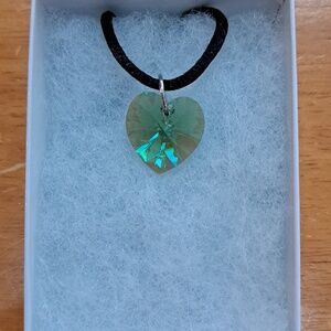 Crisp Celery Crystal Heart Necklace